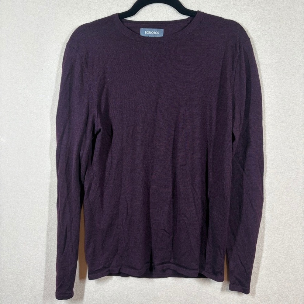 Bonobos Mens Slim Fit Wool Silk Blend Crewneck Sweater Med Purple Quiet Luxury